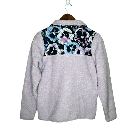 Vera Bradley Teddy Fleece Pocket Pullover Plum Pansies - Picture 6 of 10